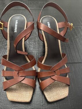 Lolacruz Brown Leather Strappy Knot Sandals
